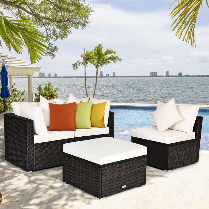 Kahverengi Rattan Minderli Modüler 4 Parça Bahçe Takımı - 269108