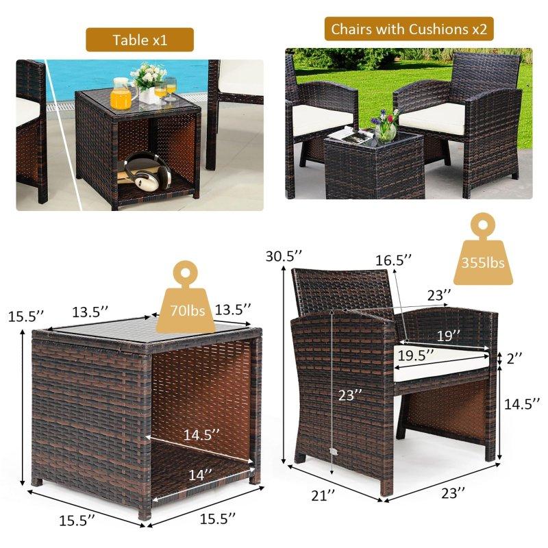 Kahverengi Rattan Minderli ve Depolama Alanlı Bahçe Takımı - 276962