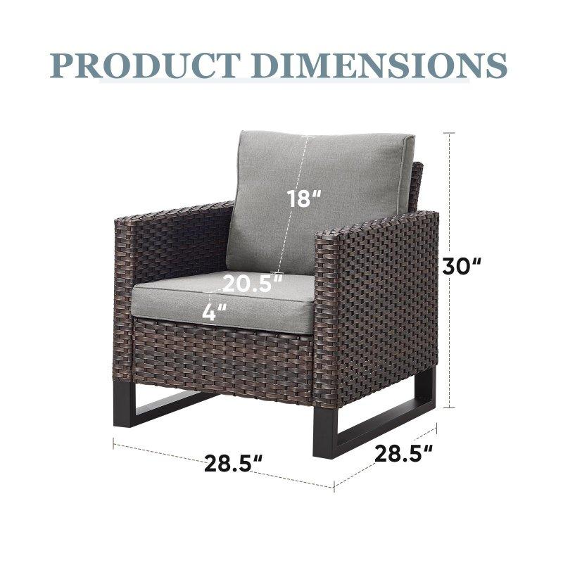 Kahverengi Rattan Minderli ve Puflu Bahçe Takımı - 274986