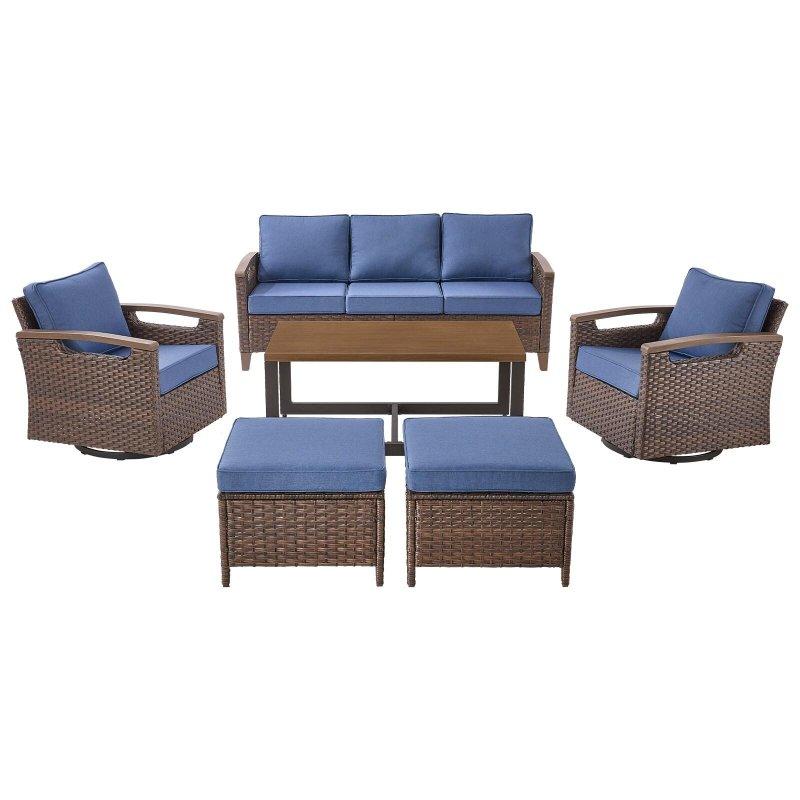 Kahverengi Rattan Minderli Yüksek Sırtlı Bahçe Takımı - 188x81x86 cm - 273495