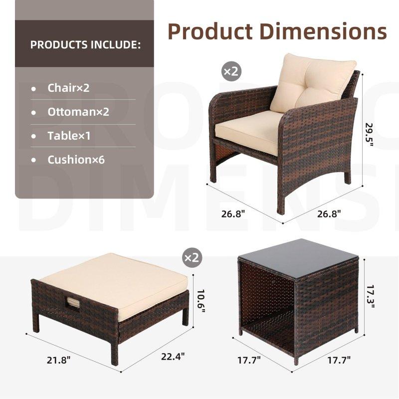 Kahverengi Rattan Puflu Minderli ve Depolamalı Bahçe Takımı - 269053