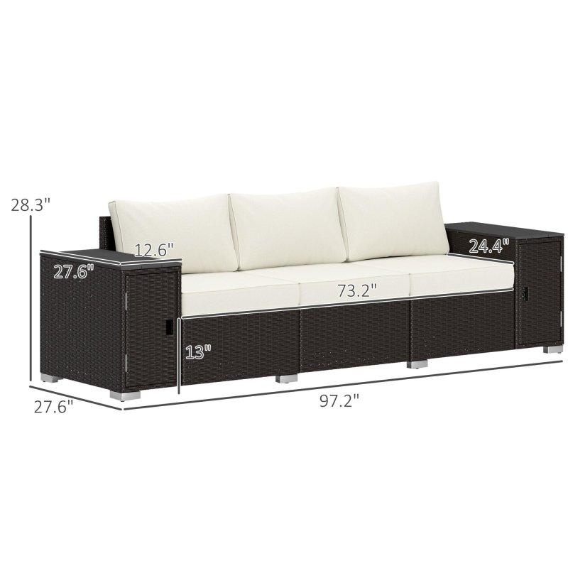Kahverengi Rattan Saklama Alanlı Geniş Kolçaklı Köşe Koltuk - 247x71 cm - 258470