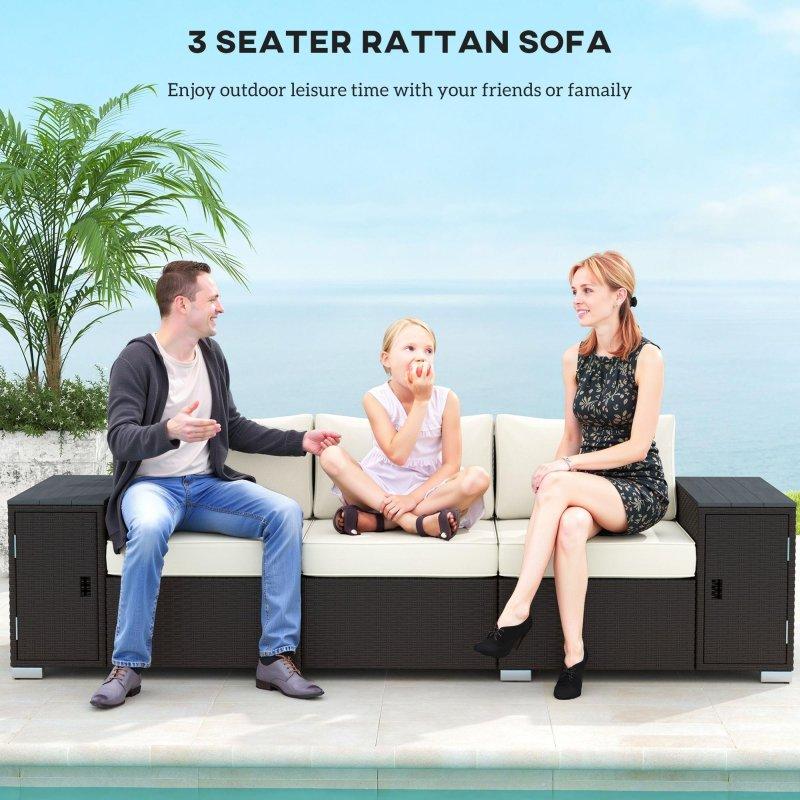 Kahverengi Rattan Saklama Alanlı Geniş Kolçaklı Köşe Koltuk - 247x71 cm - 258470