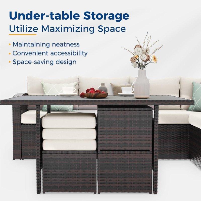 Kahverengi Rattan ve Çelik Modüler 8 Kişilik Minderli Bahçe Takımı - 272356