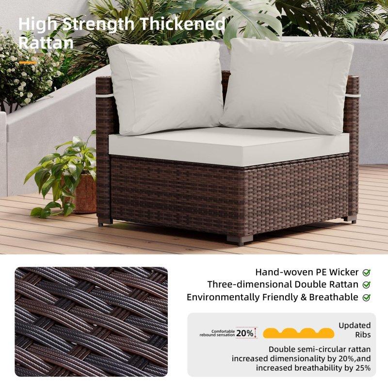 Kahverengi Rattan ve Demir Modüler 9 Parça Minderli Bahçe Takımı - 270099