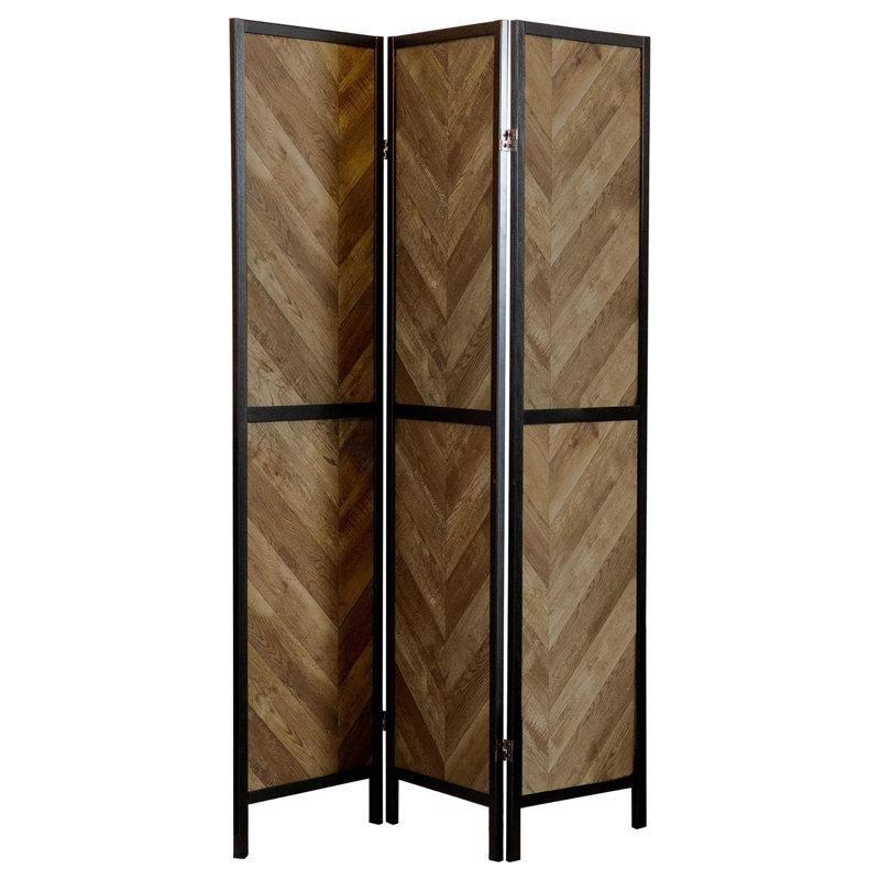 Kahverengi Siyah Ahşap Balıksırtı Katlanır Paravan - 179x133 cm - 321073