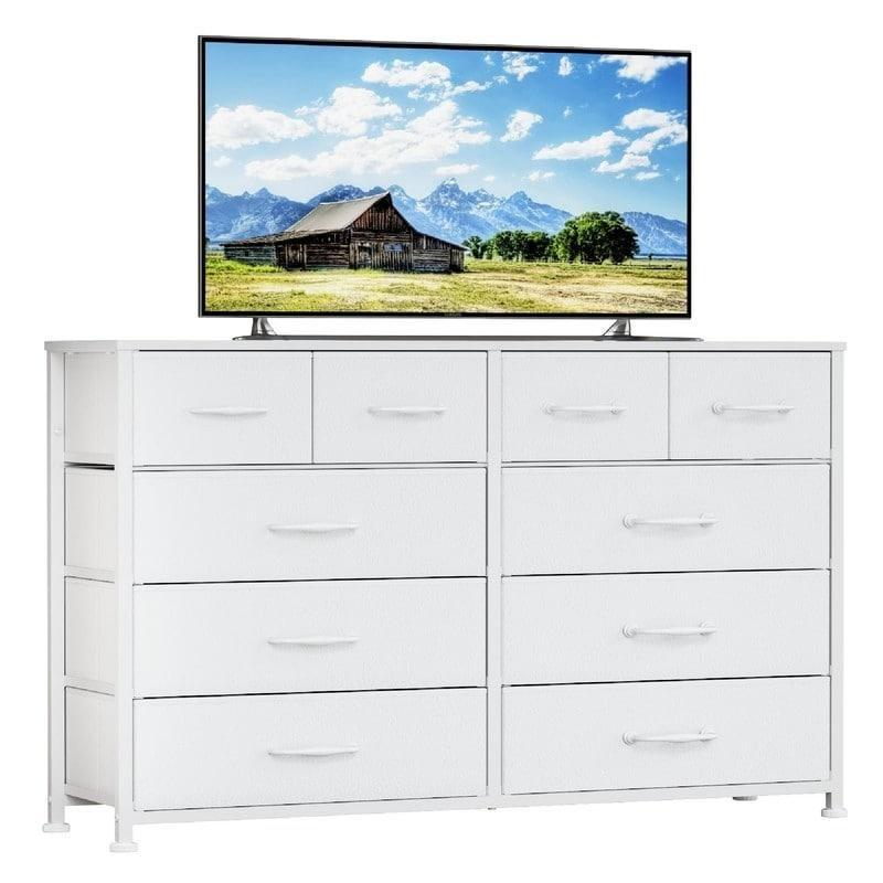 Kahverengi Siyah Ahşap ve Metal 10 Kumaş Çekmeceli Şifonyer - 115x35x80 cm - 297487