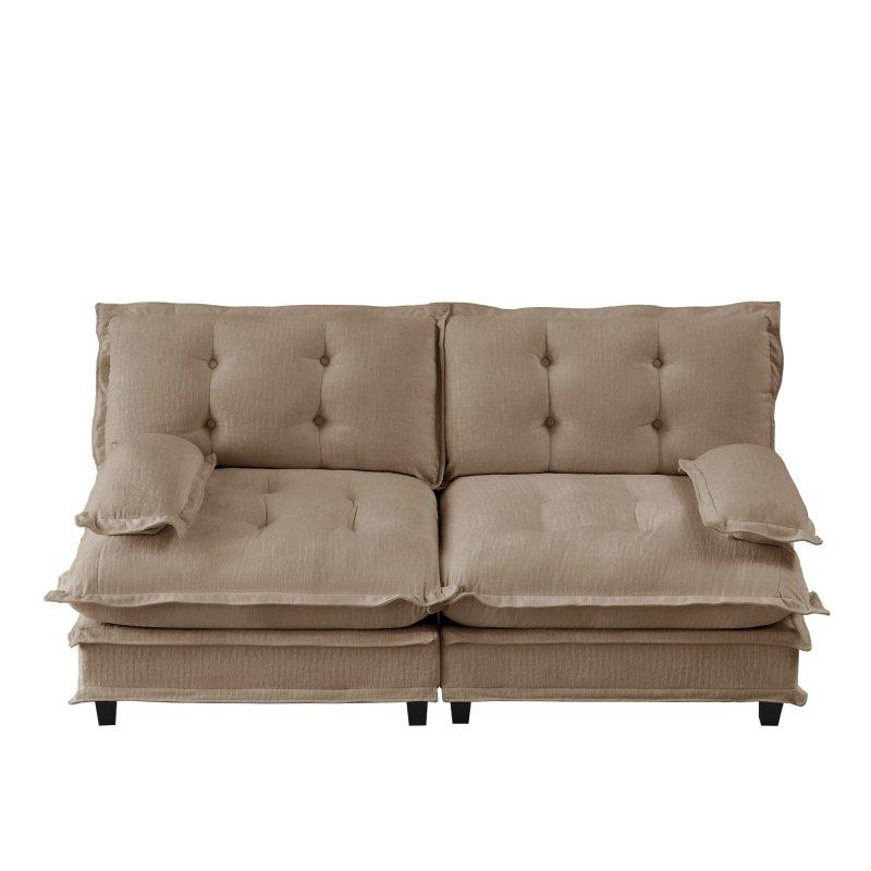 Kahverengi Şönil Kumaş Masif Ahşap Modüler Yastık Sırtlı Bohem Koltuk - 196x86 cm - 293160