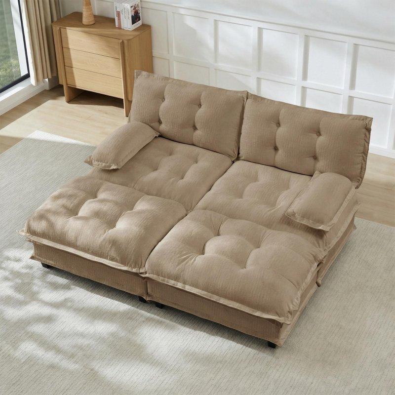 Kahverengi Şönil Kumaş Modüler Yastık Kollu Bohem Koltuk - 196x153 cm - 293080
