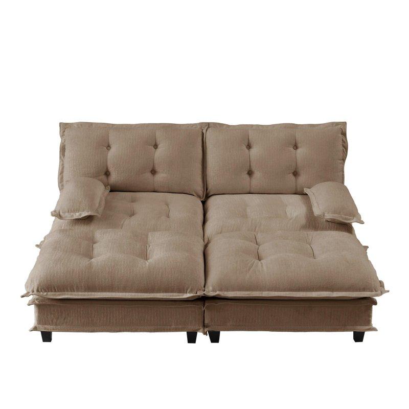 Kahverengi Şönil Kumaş Modüler Yastık Kollu Bohem Koltuk - 196x153 cm - 293080