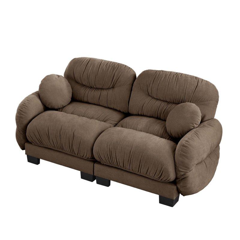 Kahverengi Şönil Pliseli Tasarım Modüler Bohem Koltuk - 208x92x87 cm - 290829