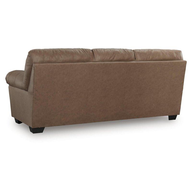 Kahverengi Suni Deri 3 Kişilik Çıkarılabilir Minderli Bohem Koltuk - 221x97 cm - 291165