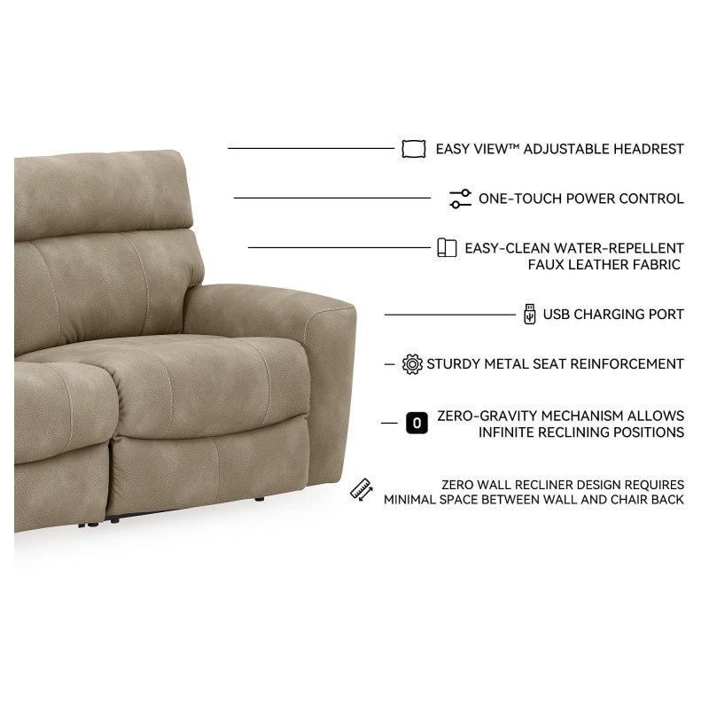 Kahverengi Suni Deri Elektrikli Mekanizmalı Modüler Bohem Koltuk - 267x107x107 cm - 283564