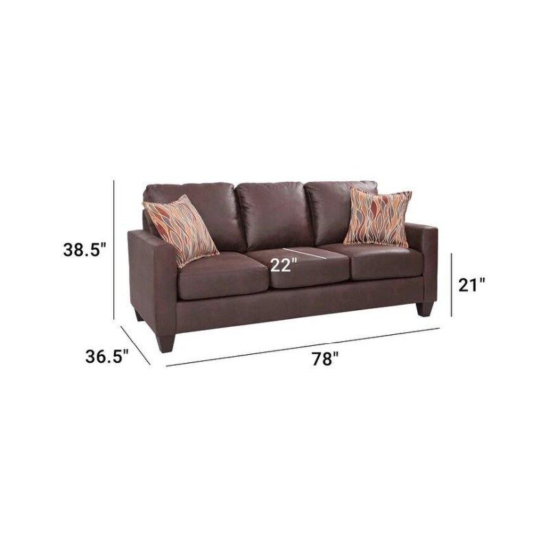 Kahverengi Suni Deri Kare Kollu 3 Kişilik Bohem Koltuk - 199 cm - 290415