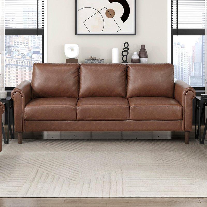 Kahverengi Suni Deri Kıvrımlı Kolçaklı 3 Kişilik Bohem Koltuk - 201 cm - 294040 Kahverengi Suni Deri Kıvrımlı Kolçaklı 3 Kişilik Bohem Koltuk - 201 cm - 294040