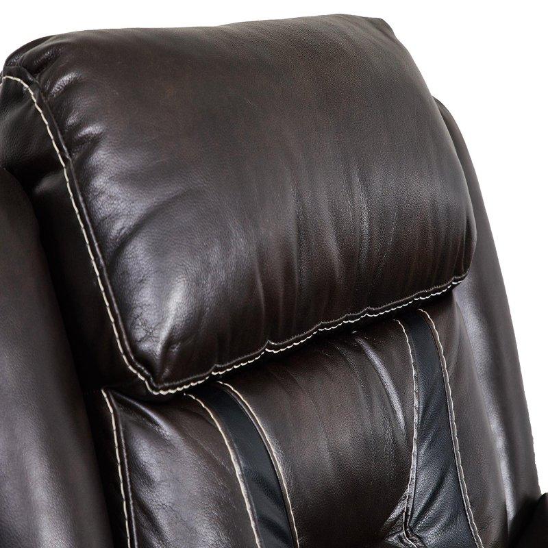Kahverengi Suni Deri Manuel Mekanizmalı Yastık Kollu Bohem Koltuk - 219x98 cm - 285350