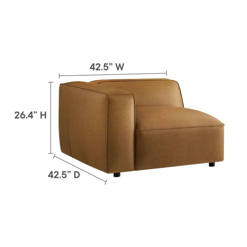 Kahverengi Suni Deri Modüler 3 Parça Köşe Koltuk - 327 cm - 260520