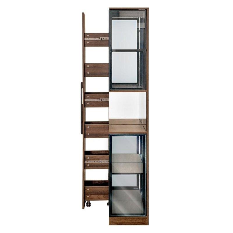 Kahverengi Suntalam ve MDF LED Işıklı Cam Kapaklı Kitaplık - 179x50x33 cm - 314896