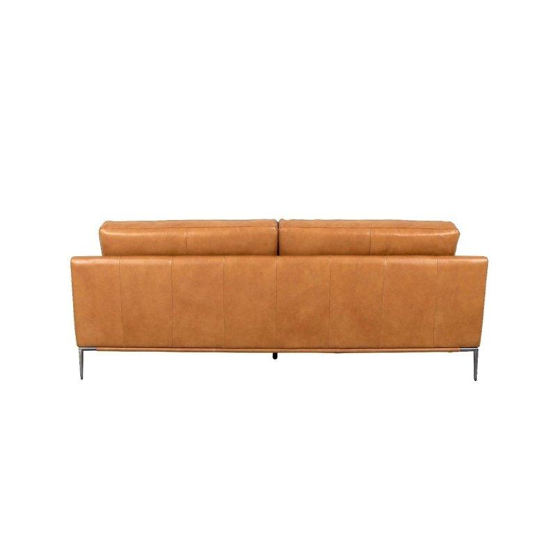 Kahverengi Üst Kalite Deri Masif Ahşap İskeletli 3 Kişilik Bohem Koltuk - 224x82x87 cm - 285198