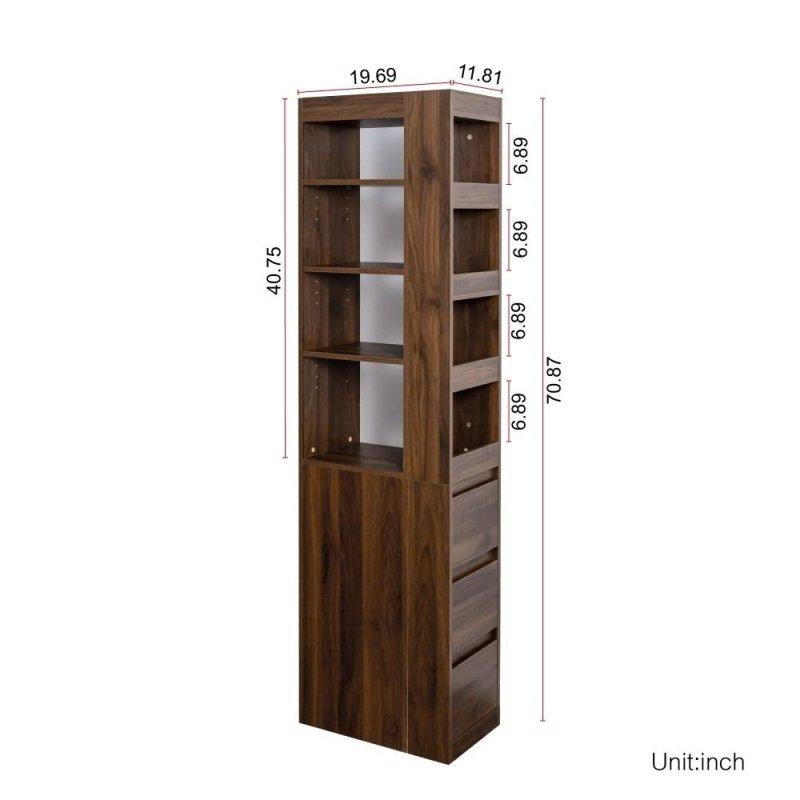 Kahverengi ve Beyaz Ahşap 3 Çekmeceli 8 Raflı Kitaplık - 181 cm - 315819