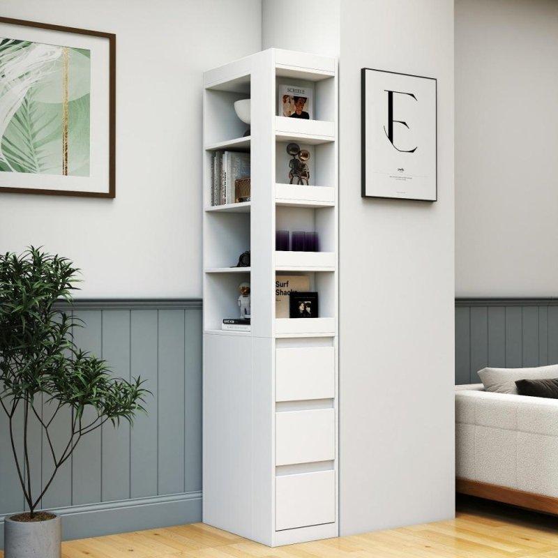 Kahverengi ve Beyaz Ahşap 3 Çekmeceli 8 Raflı Kitaplık - 181 cm - 315819
