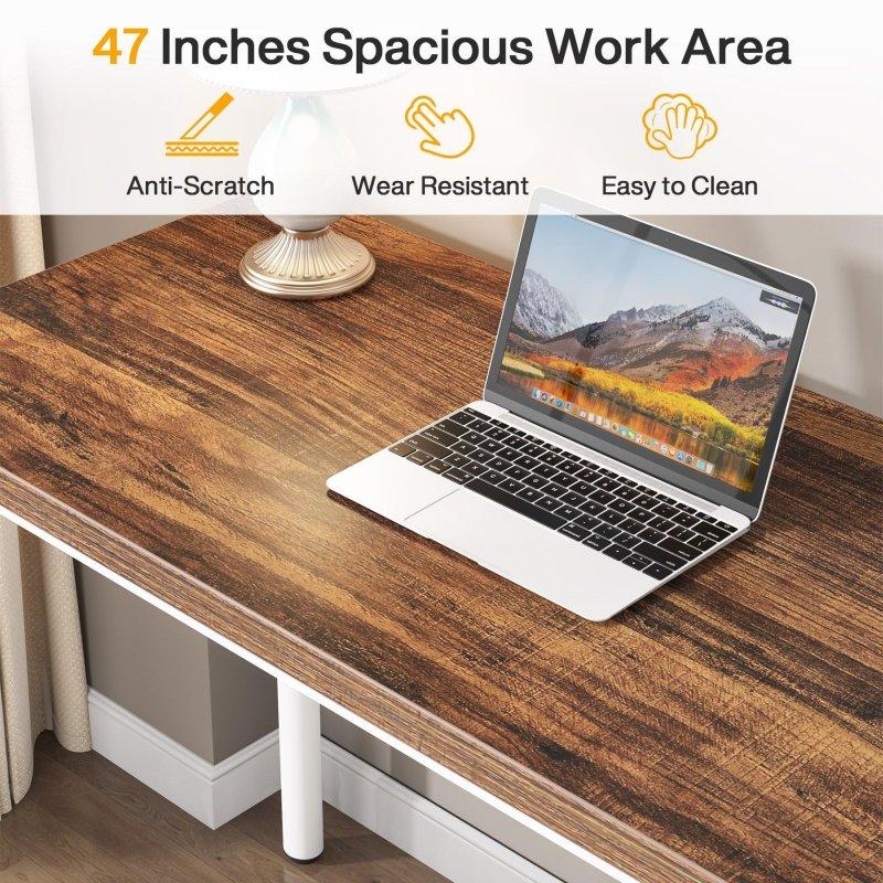 Kahverengi ve Beyaz Ahşap Metal 5 Çekmeceli Ofis Masası - 120 cm - 328247