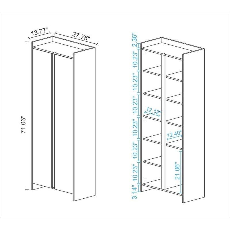 Kahverengi ve Beyaz MDF Kapaklı 10 Raflı Kitaplık - 71x35x181 cm - 318490