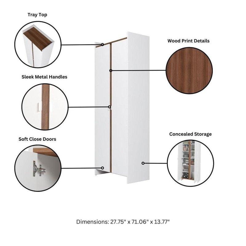 Kahverengi ve Beyaz MDF Kapaklı 10 Raflı Kitaplık - 71x35x181 cm - 318490