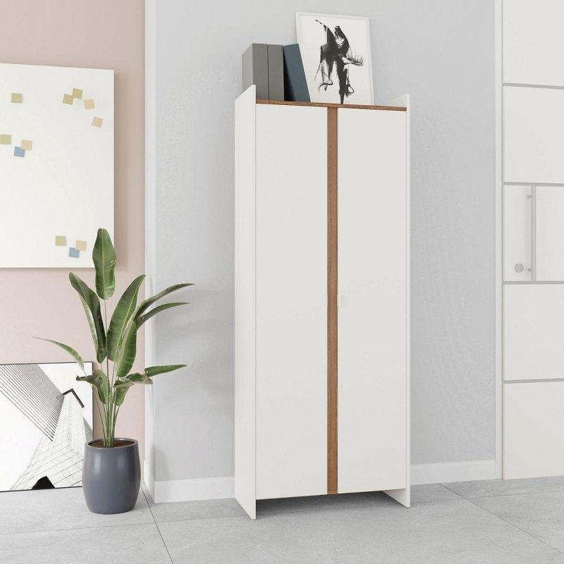 Kahverengi ve Beyaz MDF Kapaklı 10 Raflı Kitaplık - 71x35x181 cm - 318490