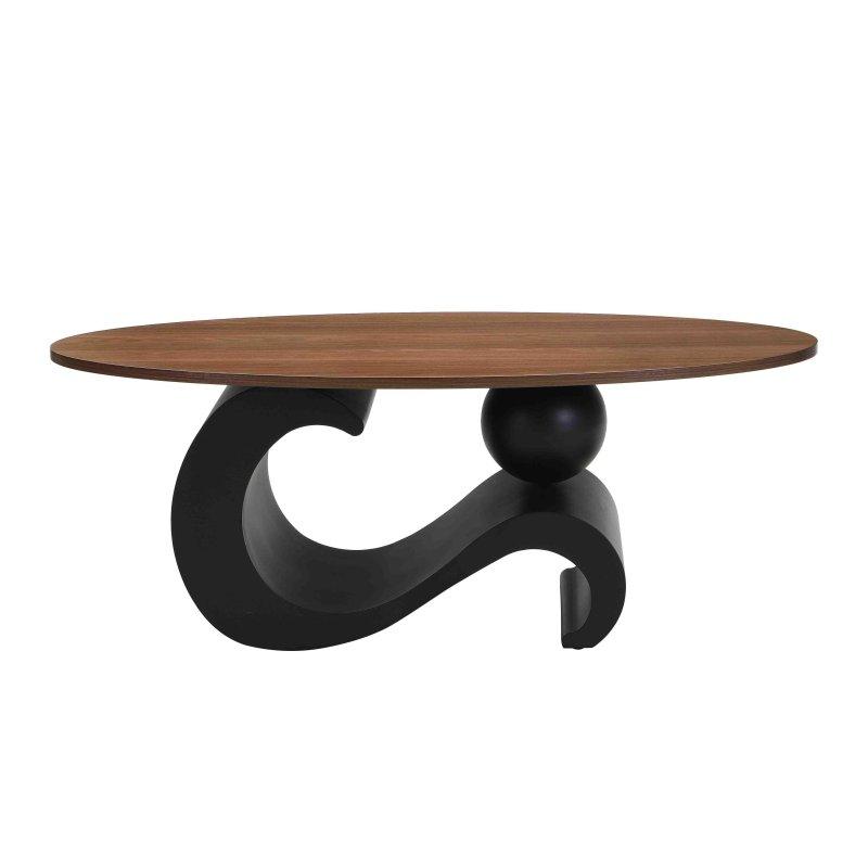 Kahverengi ve Beyaz MDF ve Metal İkili Zigon Oval ve Yuvarlak Orta Sehpa Seti - 240950