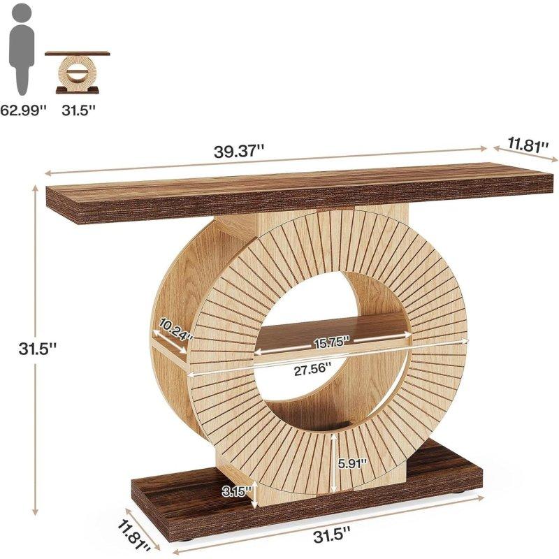 Kahverengi ve Ceviz Ahşap Raflı Kır Evi Dresuar - 100x30x81 cm - 331699
