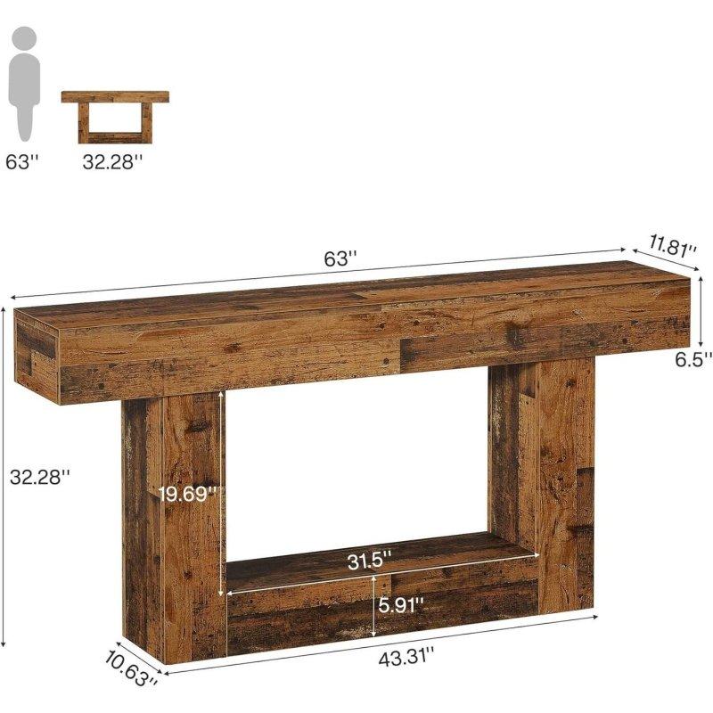 Kahverengi ve Gri MDF U Ayaklı İki Raflı Dresuar - 161 cm - 332831