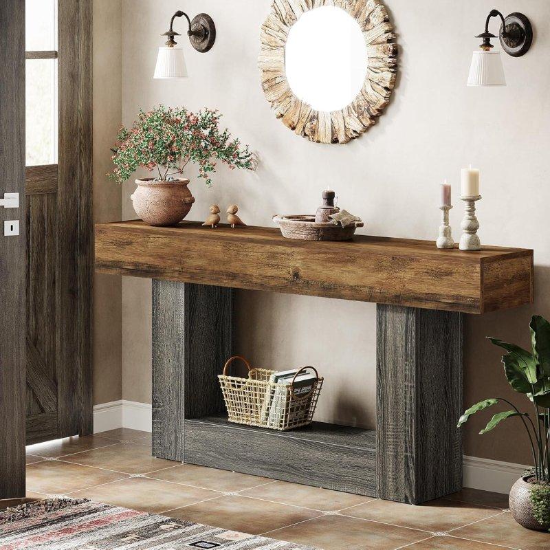 Kahverengi ve Gri MDF U Ayaklı İki Raflı Dresuar - 161 cm - 332831 Kahverengi ve Gri MDF U Ayaklı İki Raflı Dresuar - 161 cm - 332831