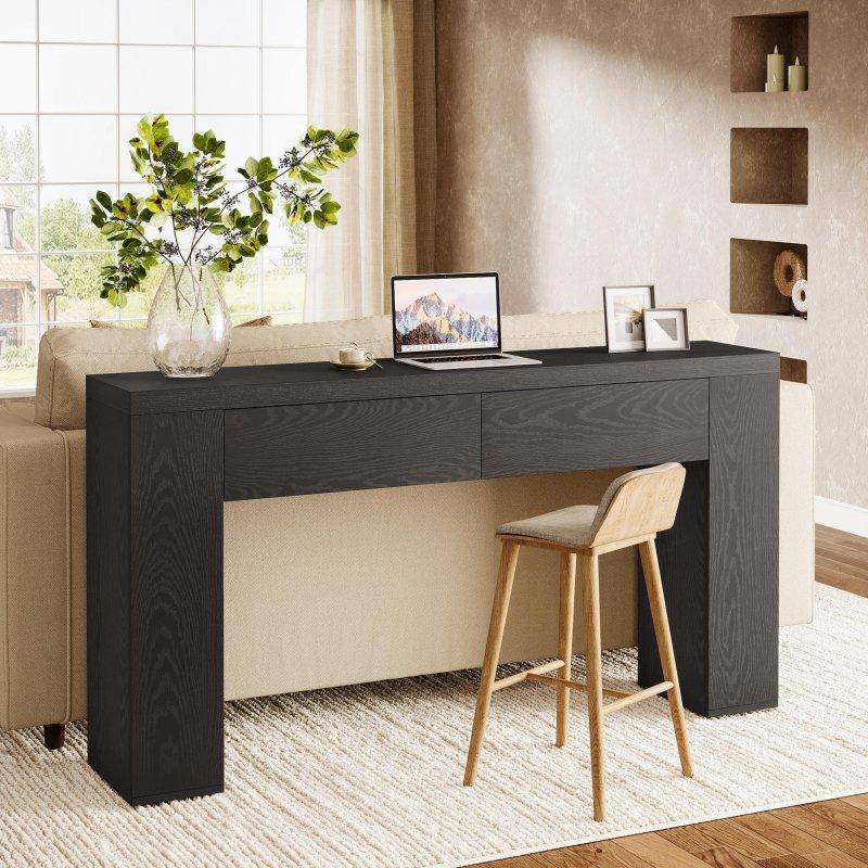 Kahverengi ve Siyah MDF 2 Gizli Çekmeceli Rustik Dresuar - 161 cm - 332082