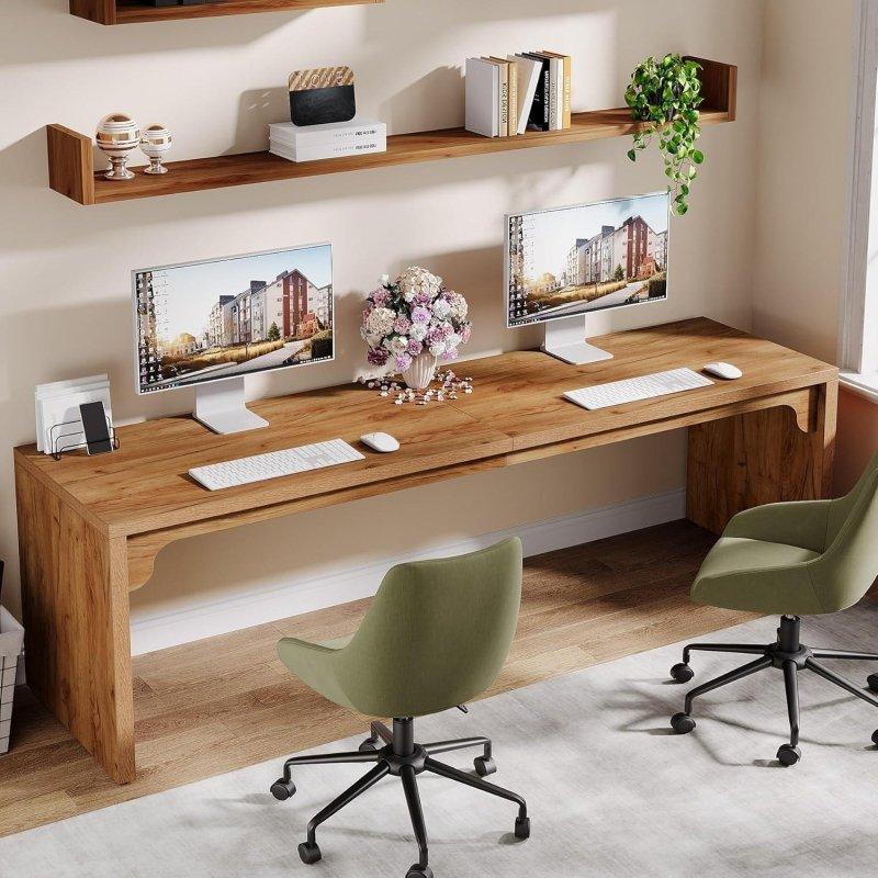 Kahverengi ve Siyah MDF İki Kişilik Dikdörtgen Ofis Masası - 200 cm - 328228 Kahverengi ve Siyah MDF İki Kişilik Dikdörtgen Ofis Masası - 200 cm - 328228