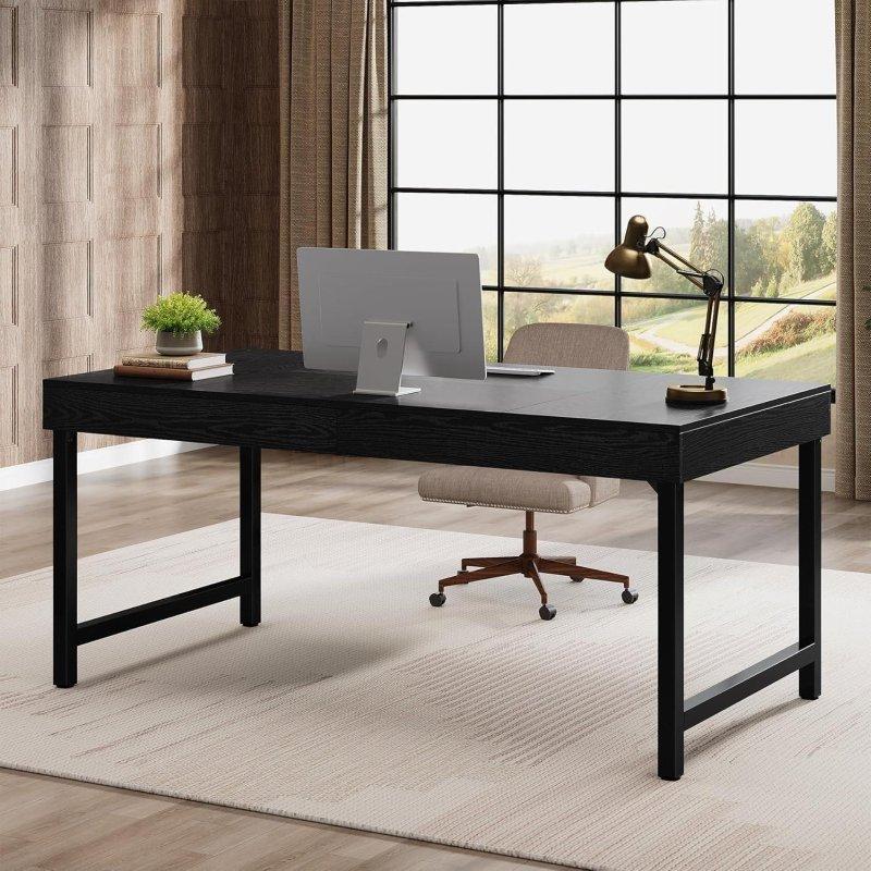 Kahverengi ve Siyah MDF Metal Ayaklı Endüstriyel Yönetici Ofis Masası - 140 cm - 326946