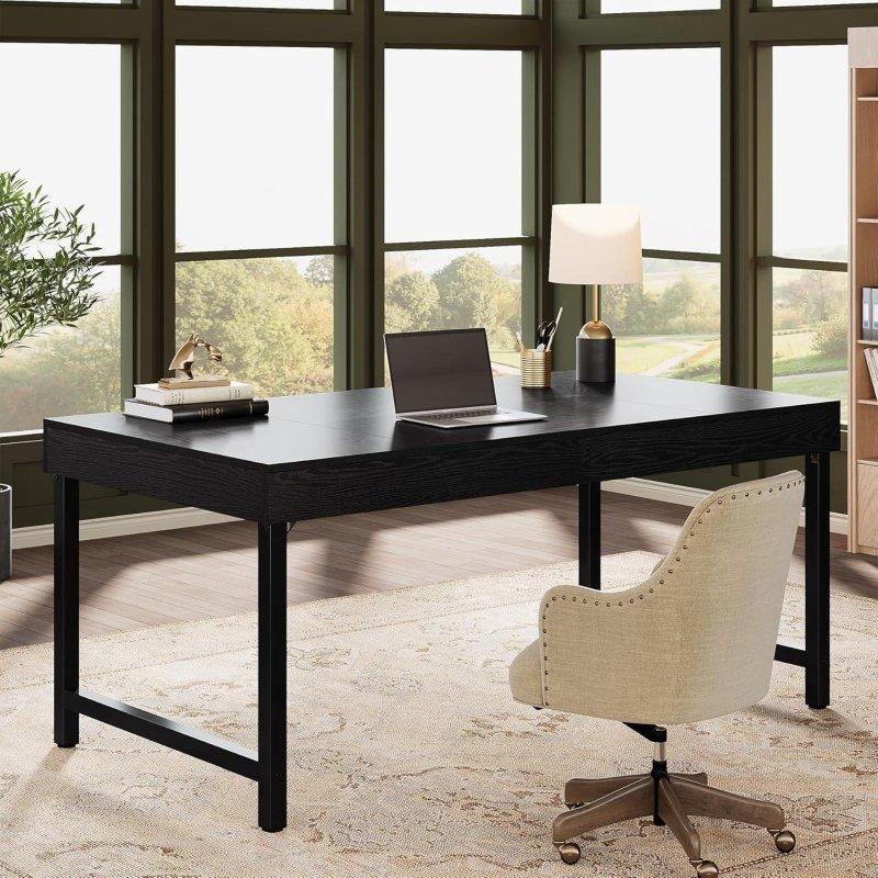 Kahverengi ve Siyah MDF Metal Ayaklı Endüstriyel Yönetici Ofis Masası - 140 cm - 326946