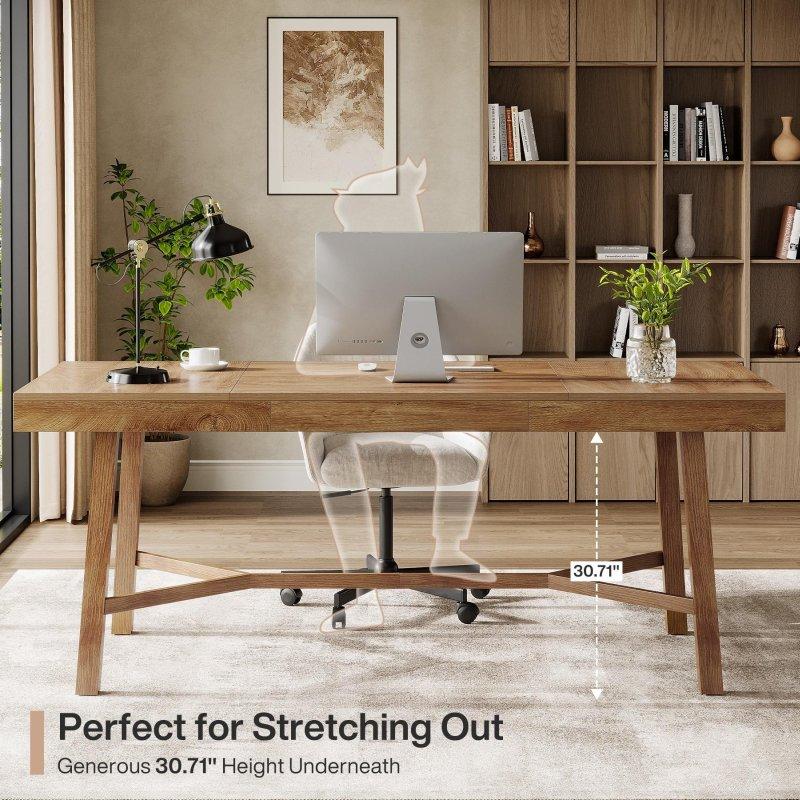 Kahverengi ve Siyah MDF Metal Ayaklı Kır Evi Ofis Masası - 180 cm - 326374