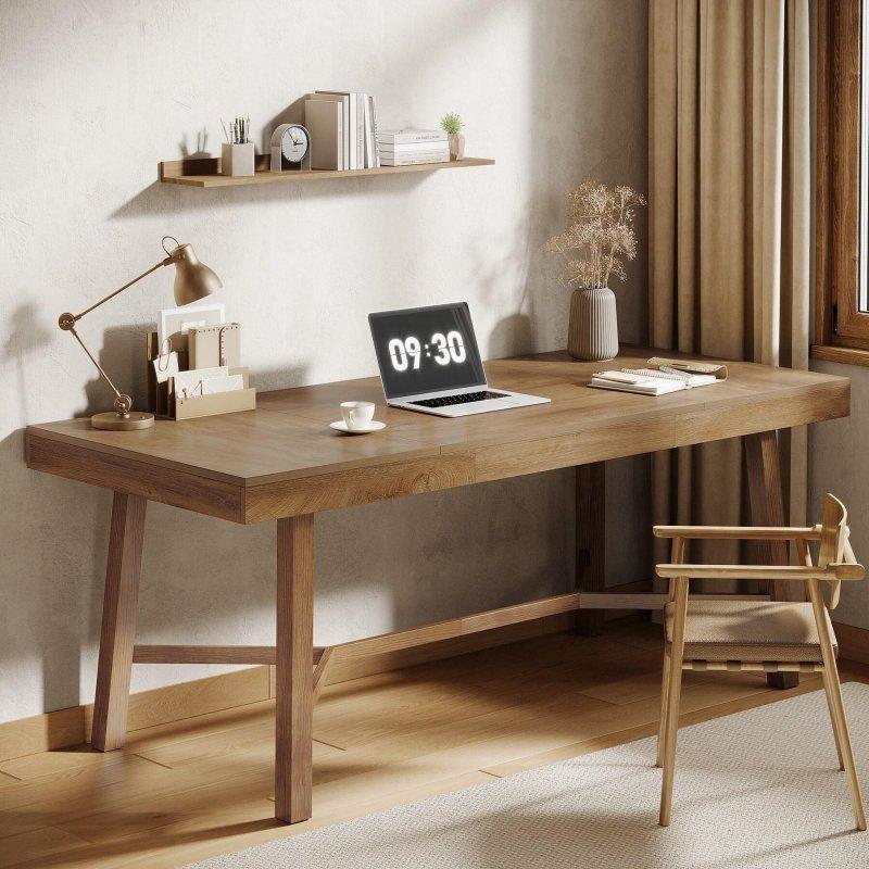 Kahverengi ve Siyah MDF Metal Ayaklı Kır Evi Ofis Masası - 180 cm - 326374