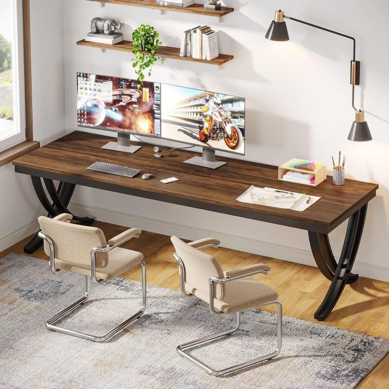 Kahverengi ve Siyah Metal ve Ahşap Dikdörtgen Ofis Masası - 199 cm - 326615