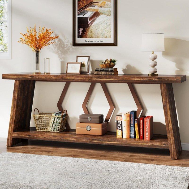 Kahverengi ve Siyah Metal ve Ahşap Raflı Dresuar - 181 cm - 332468