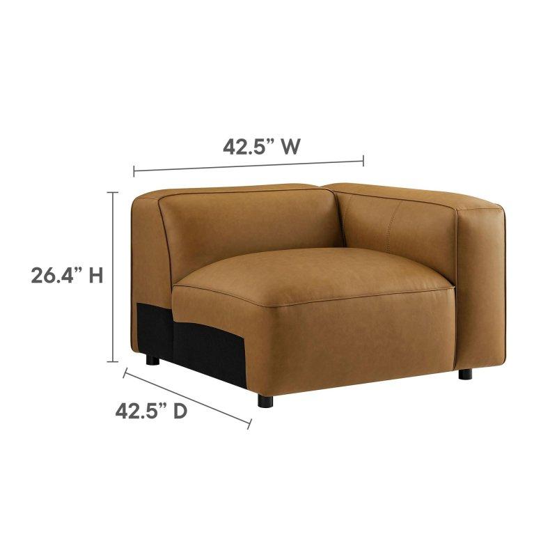 Kahverengi Vegan Deri Modüler 5 Parça L Şekilli Köşe Koltuk - 329x329 cm - 260040