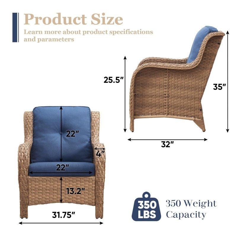 Kahverengi Yüksek Sırtlı Minderli 2li Rattan Sandalye Seti - 79x89x89 cm - 253241