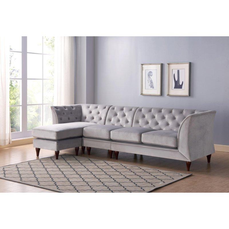 Kapitoneli Modüler Chesterfield Köşe Koltuk - 270 cm - 257836