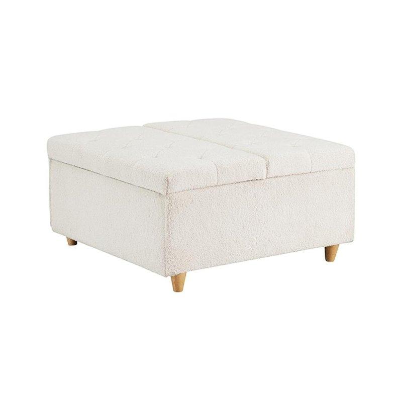 Kapitoneli Şönil Kumaş Depolama Alanlı Asansör Mekanizmalı Akıllı Sehpa - 91x91 cm - 253661