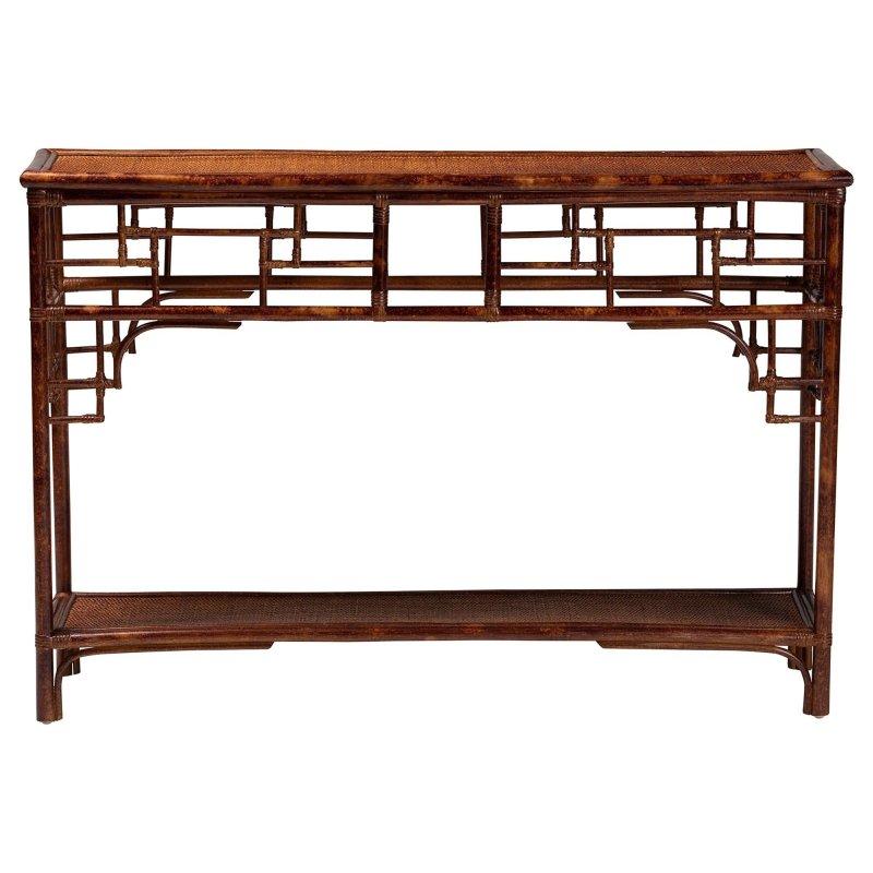 Kaplumbağa Kabuğu Desenli Doğal Rattan Raflı El Yapımı Dresuar - 125 cm - 331794