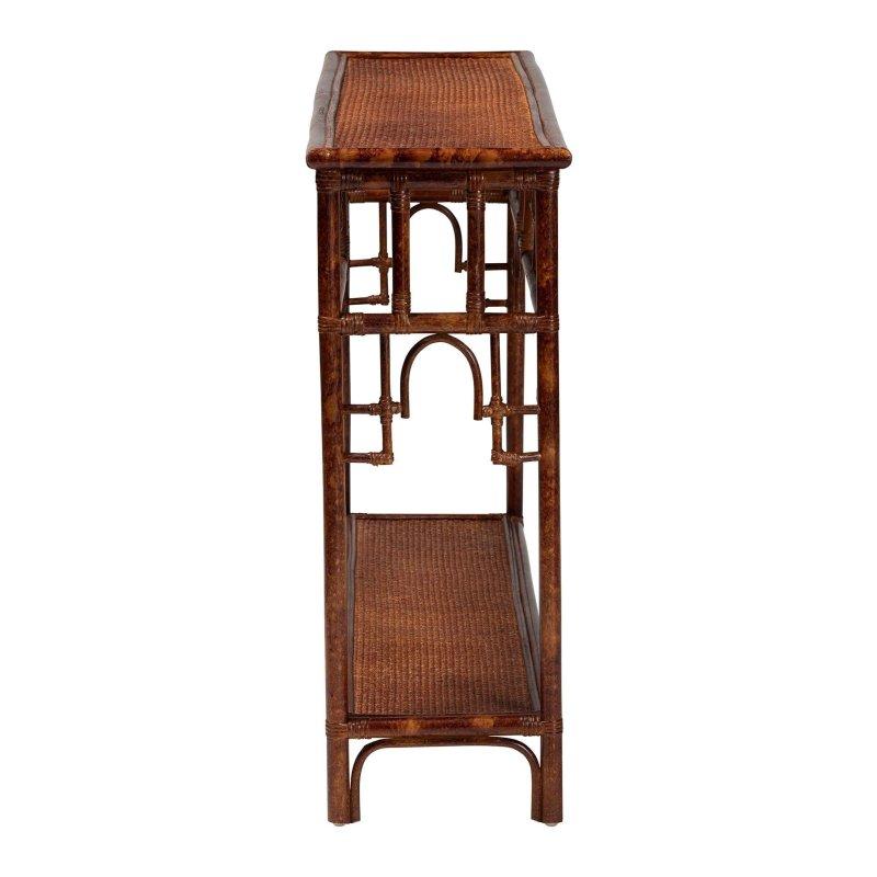 Kaplumbağa Kabuğu Desenli Doğal Rattan Raflı El Yapımı Dresuar - 125 cm - 331794