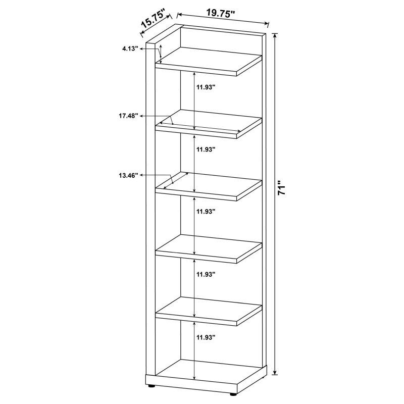 Kapuçino MDF Laminat 5 Raflı Köşe Kitaplık - 51x41x181 cm - 315710