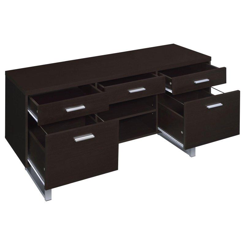 Kapuçino Metal Ayaklı Çekmeceli ve Dosya Dolaplı MDF Kitaplık - 153x40x77 cm - 316633