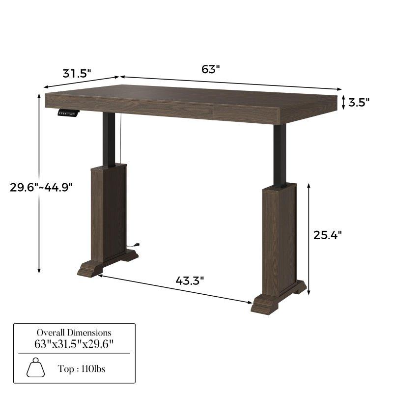 Karaağaç Dokulu MDF Elektrikli Hafızalı Ayarlanabilir Ofis Masası - 161 cm - 327812